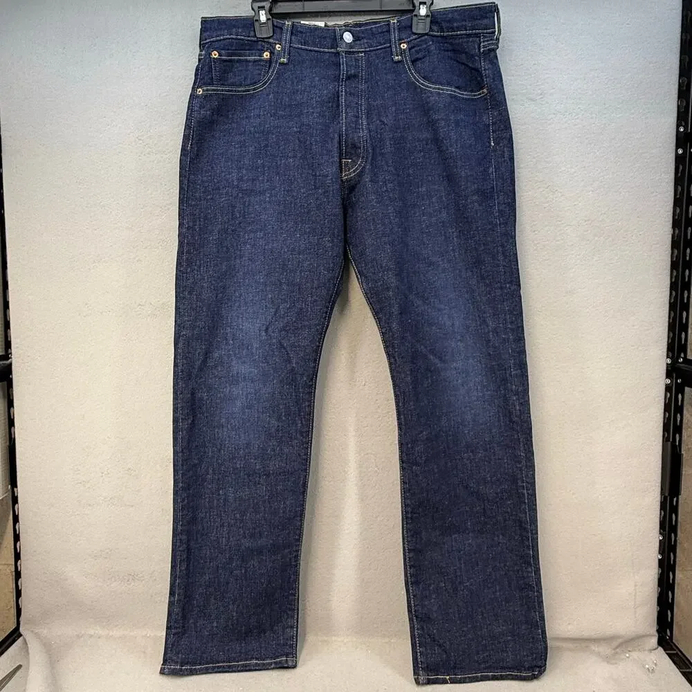 Levi's 501XX Men's 38x32 Dark Blue Button Fly Straight Leg Classic Dad Jeans NWT